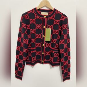 Gucci GG Jacquard Wool blend Knit Cardigan